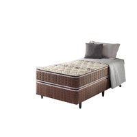 Cama Box Solteiro Marrom + Colchão Espuma D70/D28 2 Pillow Top Orleans 88x188x63cm