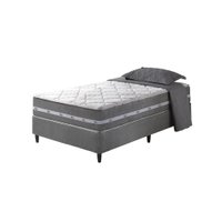 Cama Box Solteiro Cinza + Colchão Molas Ensacadas Miami 88x188x63cm
