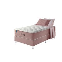 Cama Box Solteiro Rose + Colchão Molas Ensacadas Visco Gel Charlotte 88x188x73cm