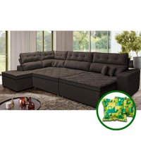 Sofá de Canto Retrátil e Reclinável Esquerdo 3,00x2,36m Molas Cama inBox Espanha Velusoft Café