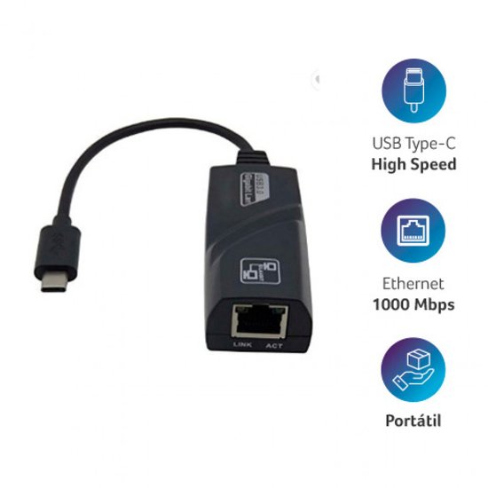 Conversor Usb Type-c (m) X Rj45 (f) 10/100/1000 Multi - WI423