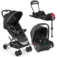Combo Carrinho de Bebê Compacto Spy Preto + Bebê Conforto Multikids Baby + Base Isofix Litet - BB4240K