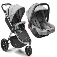 Combo Carrinho de Bebê Jogger Sway Três Rodas Preto/Cinza + Bebê Conforto Litet - BB373K