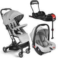 Combo Carrinho de Bebê Compacto Oppa Cinza + Bebê Conforto + Base Isofix Litet - BB4640K