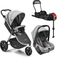 Combo Carrinho de Bebê Jogger Sway Três Rodas Preto/Cinza + Bebê Conforto + Base Isofix Litet - BB3730K