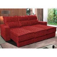 Sofá Retrátil e Reclinável 2,25m Cama inBox Canadá com Molas Velusoft Vermelho