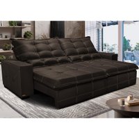 Sofá de Courino Retrátil e Reclinável 2,95m Cama inBox Bourbon SoftGel D40 Café