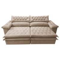 Sofá Retrátil e Reclinável 2,92m Molas Ensacadas Cama inBox Alemanha de Viscoelástico Velusoft Bege