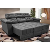 Sofa Itália 2,40 Mts Retrátil e Reclinavel Tecido Suede Cinza - Cama InBox