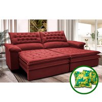 Sofá Retrátil e Reclinável 2,72m Molas Ensacadas Cama inBox Alemanha com Espuma Viscoelástico Velusoft Vermelho