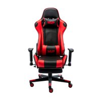 Cadeira Gamer MVP com Apoio para Pernas e Revestimento em Couro Fratini Preto com Vermelho