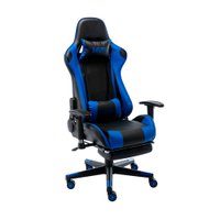Cadeira Gamer MVP com Apoio para Pernas e Revestimento em Couro Fratini Preto com Azul