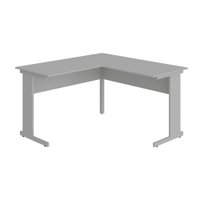 Mesa em L WEB0332 com Pé Metálico 135x135cm Web Office Cinza