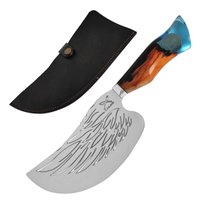 Faca Cutelo Celestial Moeda Reis Artesanal 8' Churrasco Asa Anjo Aço Inox 420C Cabo Híbrido