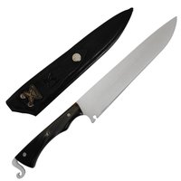 Faca Artesanal 8' Cabo Tala de Chifre Aço Inox Churrasco Ratoneira Bainha Couro Full Tang