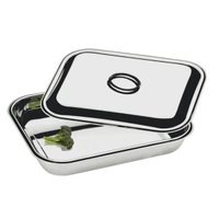 Travessa de Inox com Tampa 5L Funda 37x28,5x11cm Assadeira Grande para Buffets