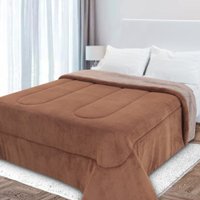 Coberdrom Queen Edredom Dupla-Face Soft Aveludado e Sherpa Tipo Lã 240x240cm BF Colchões Caramelo