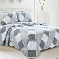 Colcha Cobre Leito Casal 3 Peças Dupla Face Estampada Camesa Termos