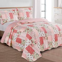 Colcha Cobre Leito Queen 3 Peças Dupla Face Estampada Emcompre Camesa Flame
