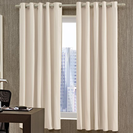 Cortina Corta Luz Blackout com Ilhós PVC Emcompre Bella Janela Bege