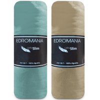 Kit 2 Jogos de Cama Lençol Queen 100 Algodão com Elástico Edromania Emcompre Verde Reto Bege