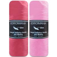Kit 2 Jogos de Cama Lençol Solteiro 100 Algodão com Elástico Edromania Emcompre Goiaba/Rose