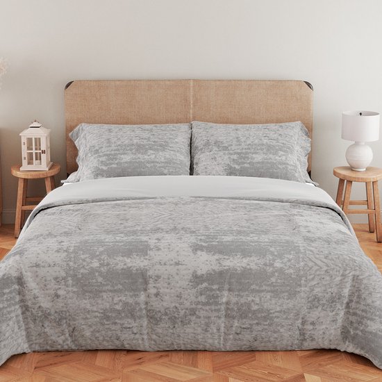Kit Colcha King Cobre Leito 3 Peças Ultrasonic Aveludado com Porta Travesseiros Dupla Face 280X240cm BF Colchões Cinza