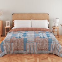 Edredom Casal de Malha 100 Algodão e Plush Dupla Face Antialérgico 235x240cm - BF Colchões Caramelo