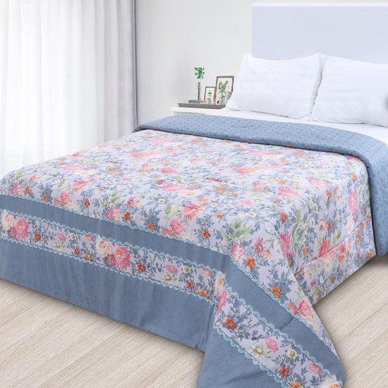 Edredom Queen Antialérgico Dupla Face Estampado 240x215cm - BF Colchões Floral