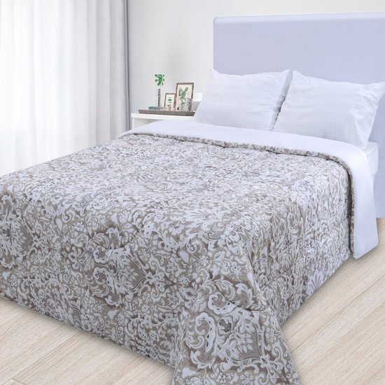 Edredom Queen Antialérgico Dupla Face Estampado 240x215cm - BF Colchões Arabesco Branco