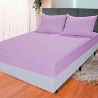 Jogo de Cama Lençol Casal 100 Algodão com Elástico Edromania Emcompre Lilás