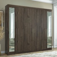 Guarda Roupa Casal com Espelho 6 portas 4 Gavetas Imaginare Santos Andira Ébano