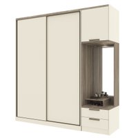 Guarda Roupa Casal  Tivolli 2 Portas de Correr c/ Espelho Santos Andira Off White/Castanho