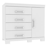 Comoda Sapateira Havana Plus 1 Porta 4 Gavetas  c/ Pes Santos Andirá Branco