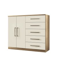 Comoda Grande Malaga 2 Portas 5 Gavetas Santos Andira Jatobá/Areia