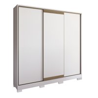 Guarda Roupa Casal 3 Portas de Correr Oasis C/ Pes Santos Andira Branco