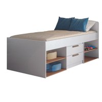 Cama Solteiro New Conect com Gavetas com Corredicas telescopica Santos Andira Branco TX/Jatobá
