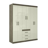 Guarda-Roupa Casal Havana Star 6 Portas 3 Gavetas Santos Andirá Castanha/ Off White