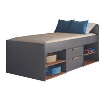 Cama Solteiro New Conect com Gavetas com Corredicas telescopica Santos Andira Grafite/Jatobá