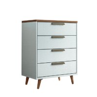 Comoda 04 Gavetas New Conect com Corrediça telescopica Santos Andira BRANCO TX / JATOBA