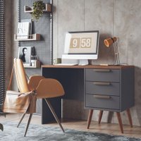 Mesa Home Office New Conect com Pes Palito Santos Andira Grafite/Jatobá