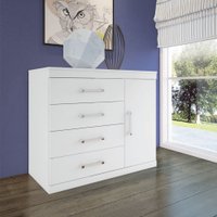 Cômoda Sapateira Havana Plus 1 Porta 4 Gavetas Santos Andirá Branco
