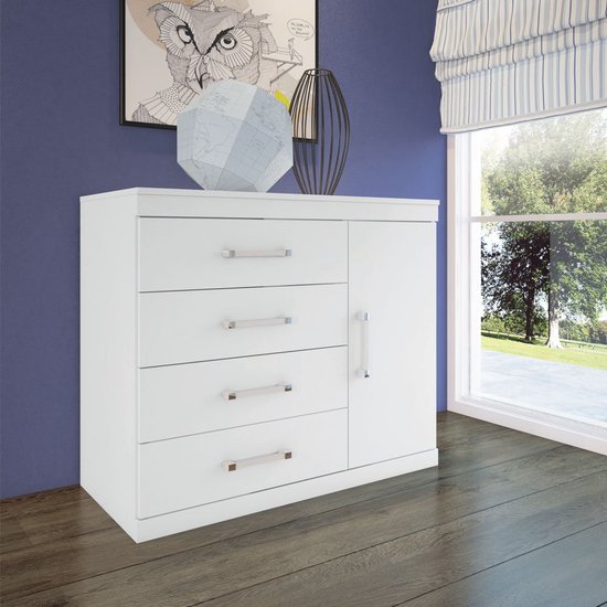 Cômoda Sapateira Havana Plus 1 Porta 4 Gavetas Santos Andirá Branco