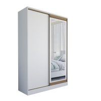 Guarda Roupa Solteiro com Espelho 2 portas de Correr 3 Gavetas Oasis Santos Andira