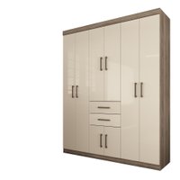Guarda Roupa Casal 8 Portas 2 Gavetas Verona Santos Andira Atacama/Grafite