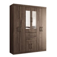 Guarda Roupa Casal com Espelho 8 Portas 2 Gavetas Verona Santos Andira Ébano