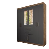 Guarda Roupa Casal com Espelho 8 Portas 2 Gavetas Verona Santos Andira Atacama/Grafite