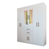 Guarda Roupa Casal com Espelho 8 Portas 2 Gavetas Verona Santos Andira Branco