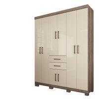 Guarda Roupa Casal com Pés 8 Portas 2 Gavetas Verona Santos Andira Castanho/Off White