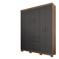 Guarda Roupa Casal com Pés 8 Portas 2 Gavetas Verona Santos Andira Atacama/Grafite